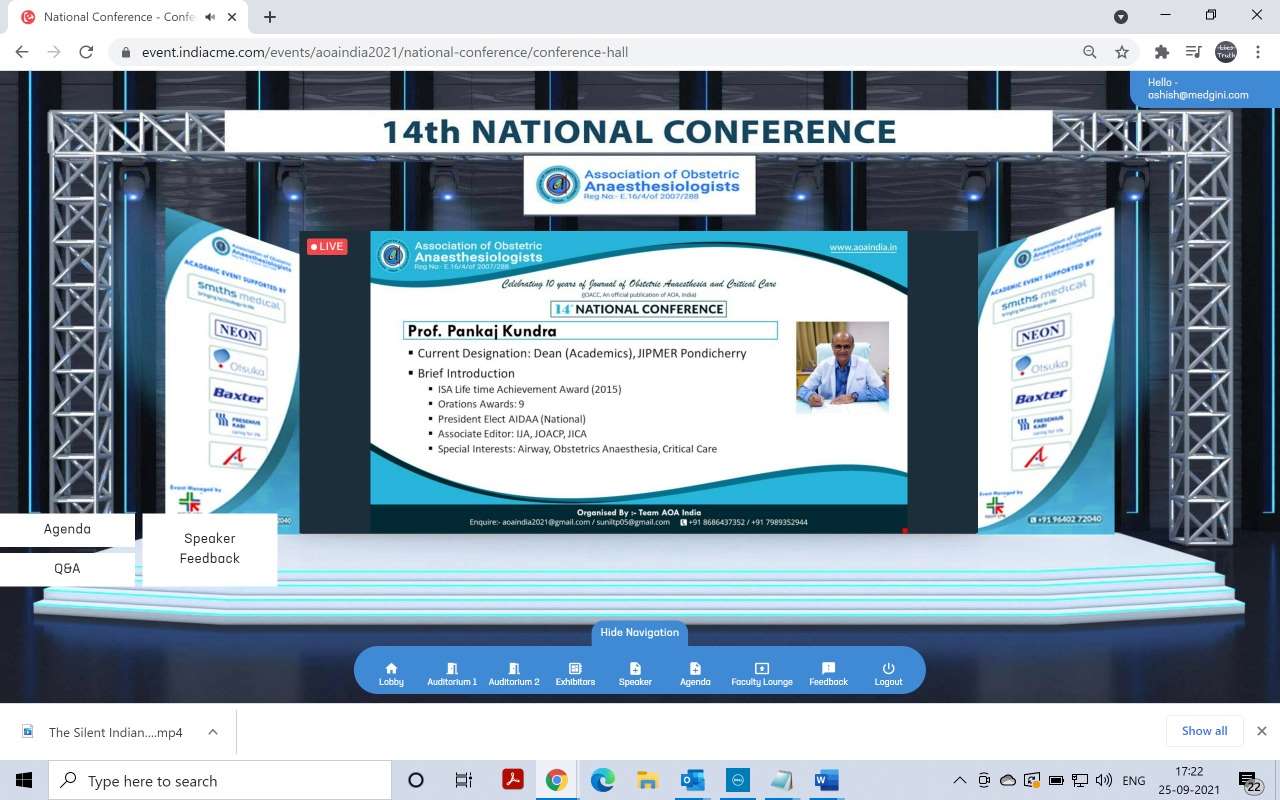 14th National Conference of Association of Obstetric Anaesthesiologists (AOA) WEBCON 2021